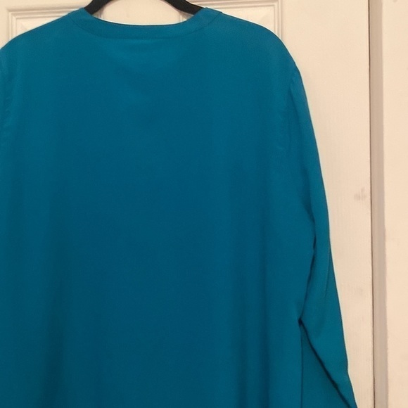 Old navy woman mock collar button down shirt front pocket size L teal green - Picture 8 of 8